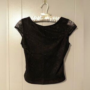 Garage black lace backless top